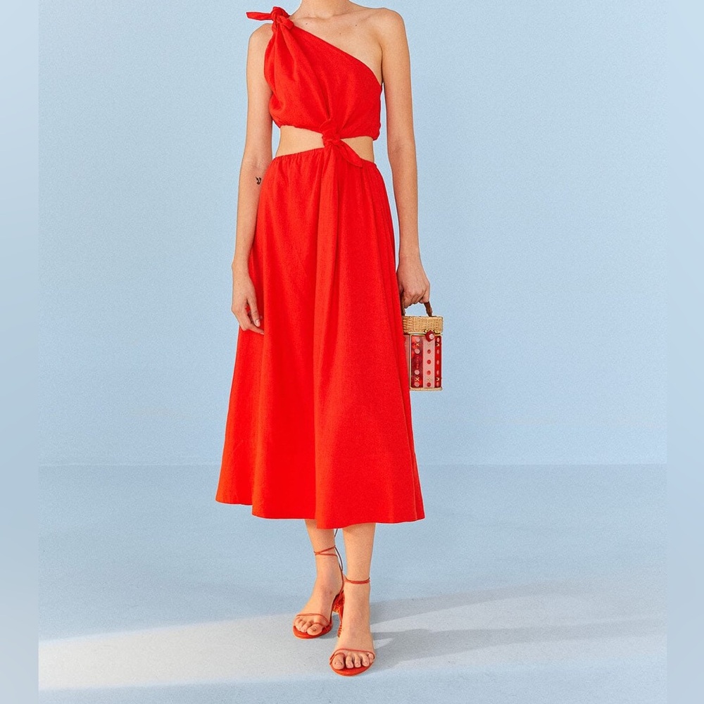 Farm Rio Red Knot Midi Dress